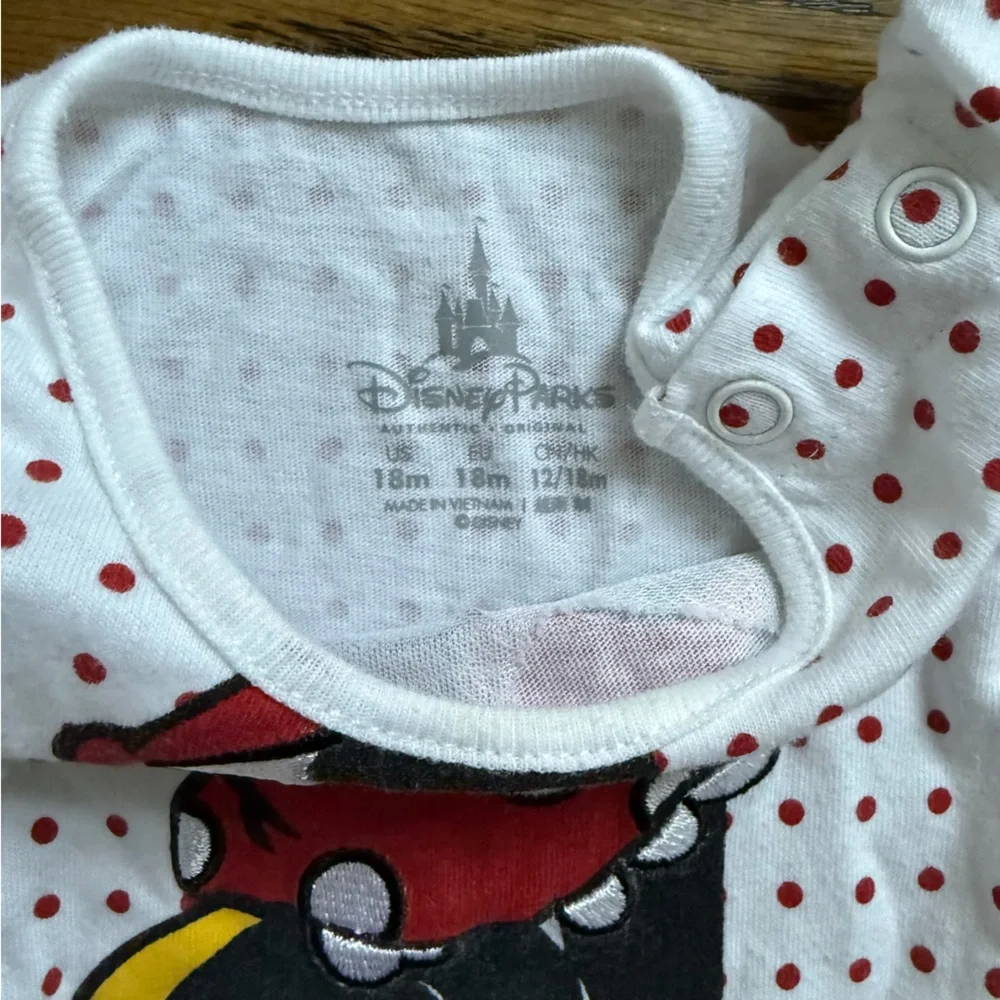 Disney Minnie Mouse White and Red Polka Dot Bodysuit